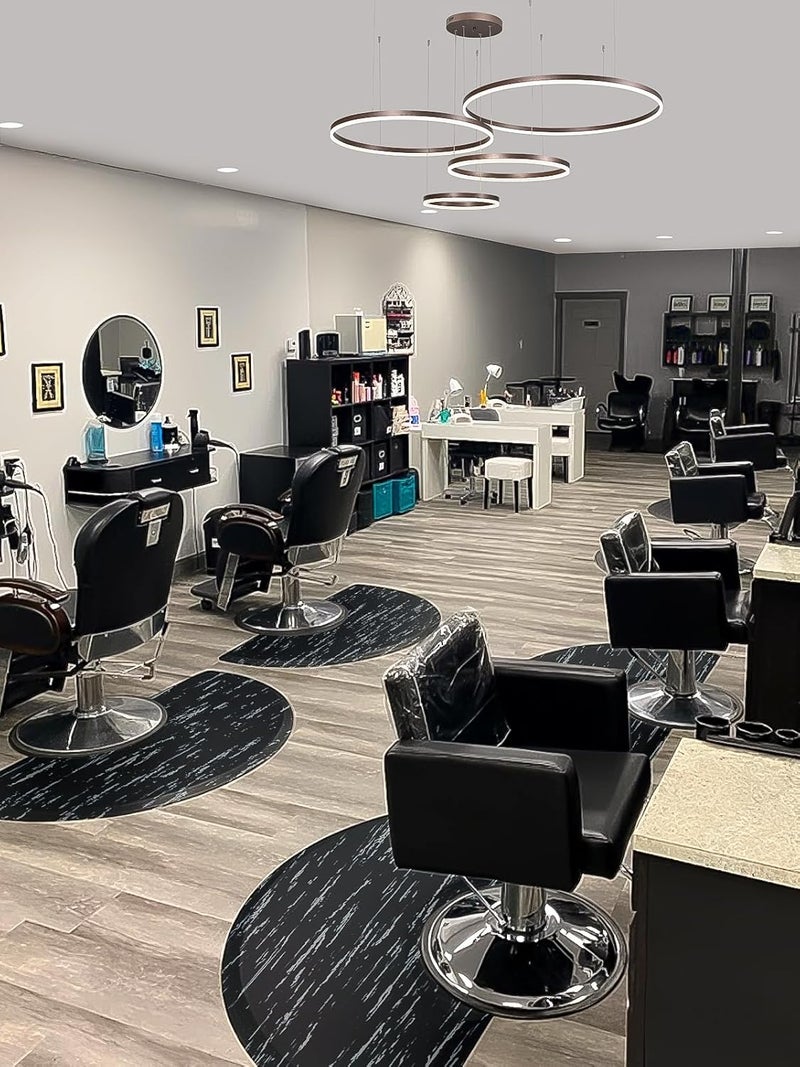 Lanstics 3ft x 5ft Salon Floor Mat, Anti Fatigue Barber Shop Chair Mat for Circle Chair Base Hair Stylist Beauty Floor Mats Thick Half Round Office Comfort Floor Mat for Salon & Barber (Marble) - Image 5
